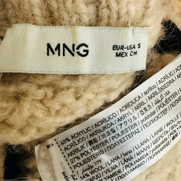 MANGO Contrast Trim Wool Blend Sweater Size Small - Picture 9 of 9